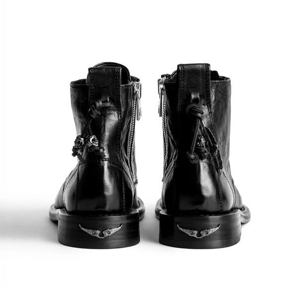Zadig & Voltaire Laureen Roma Leather Combat Boots – Size 40 (Noir) - Picture 3 of 13